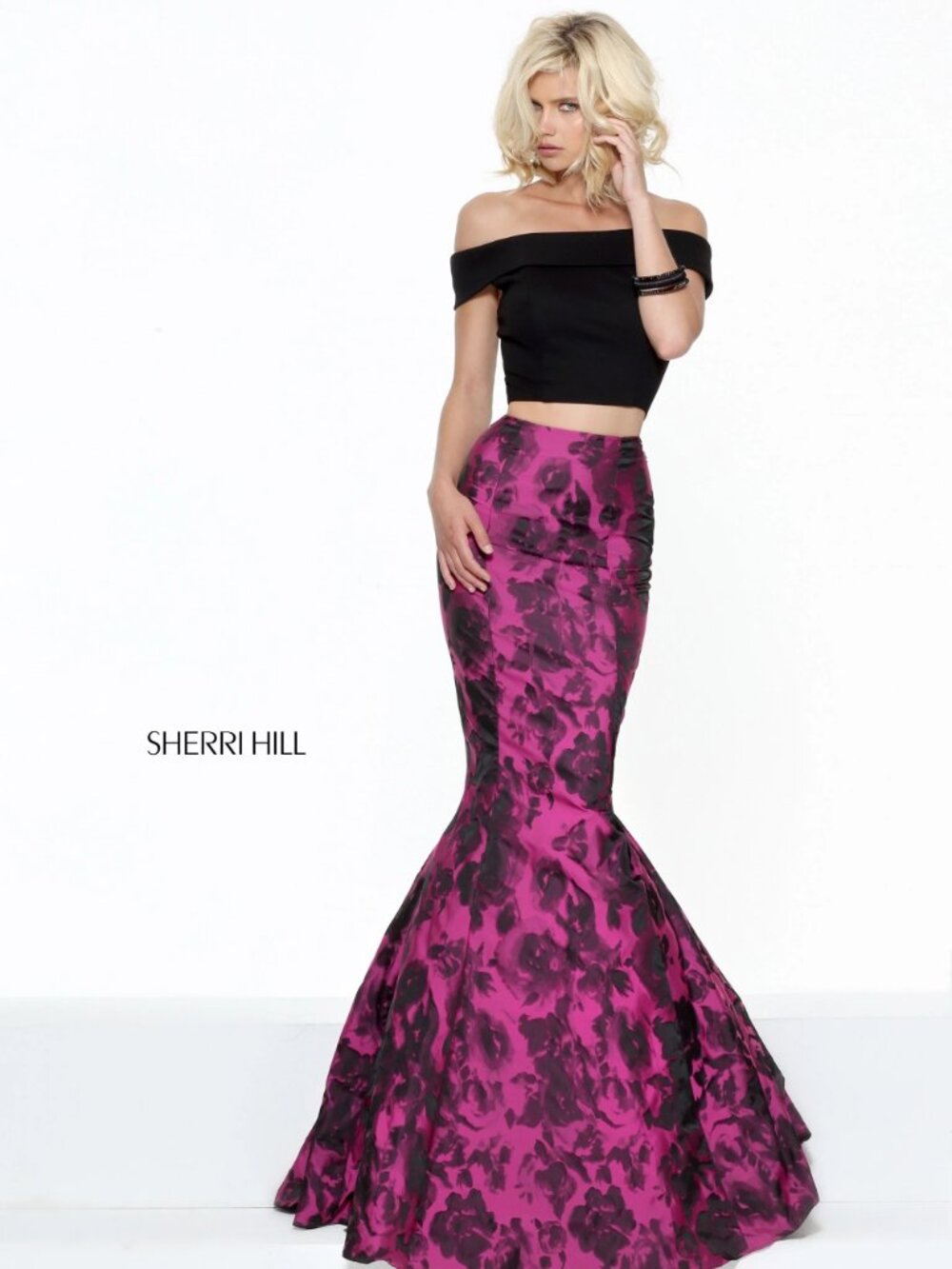 Sherri Hill 50876 Two-Piece Floral Mermaid Prom Gown NWT - Size 2 - Picture 9 of 10